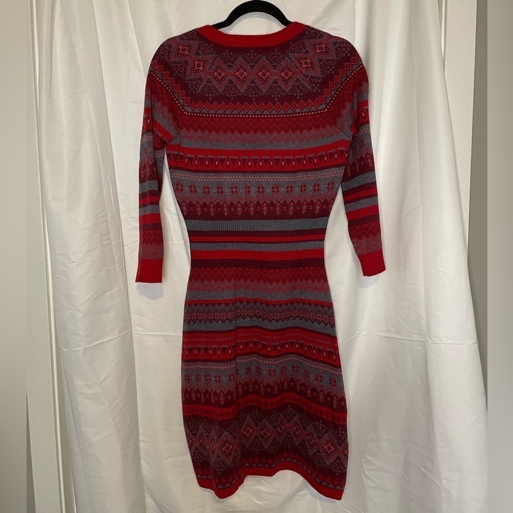 Athleta | Red Fair Isle Sweater Dress Bodycon Size Small Stripe Fitted Knit.‌‌‍‍ - Picture 2 of 8